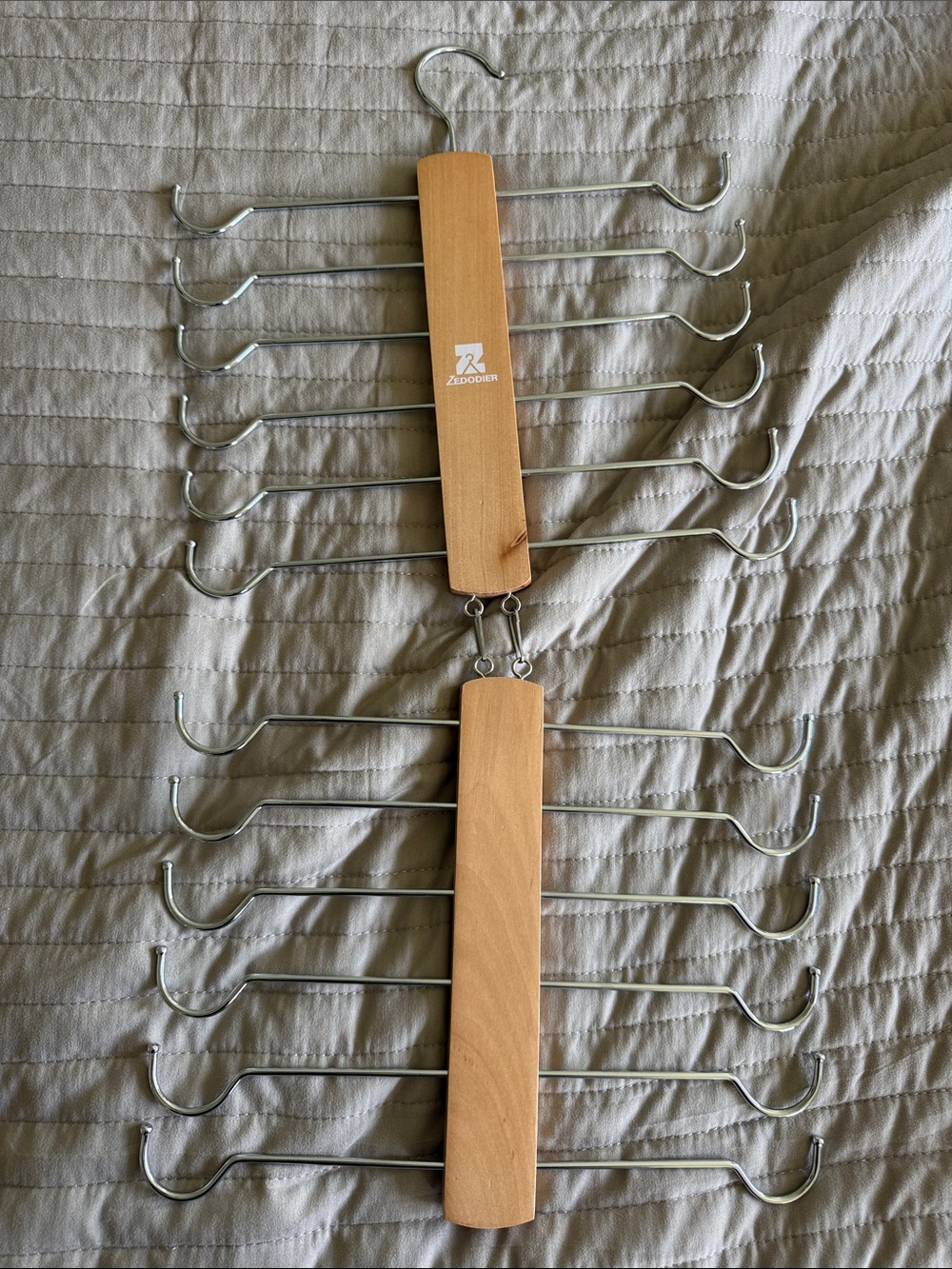 Wooden Multi-Tier Tie and Belt Hanger in Natural Wood